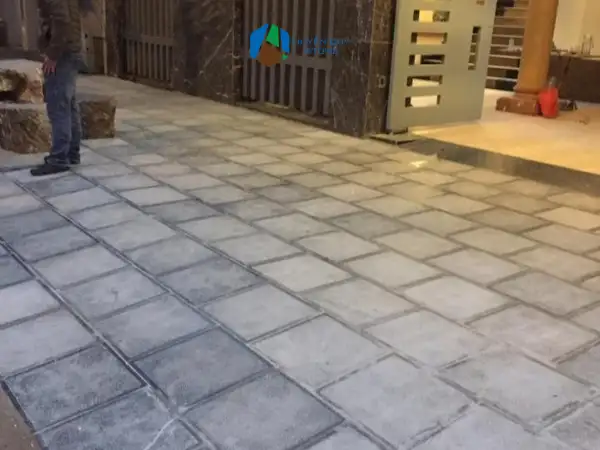 Đá xanh đen băm mặt trừ viền 40x40 lát vỉa hè khu đô thị