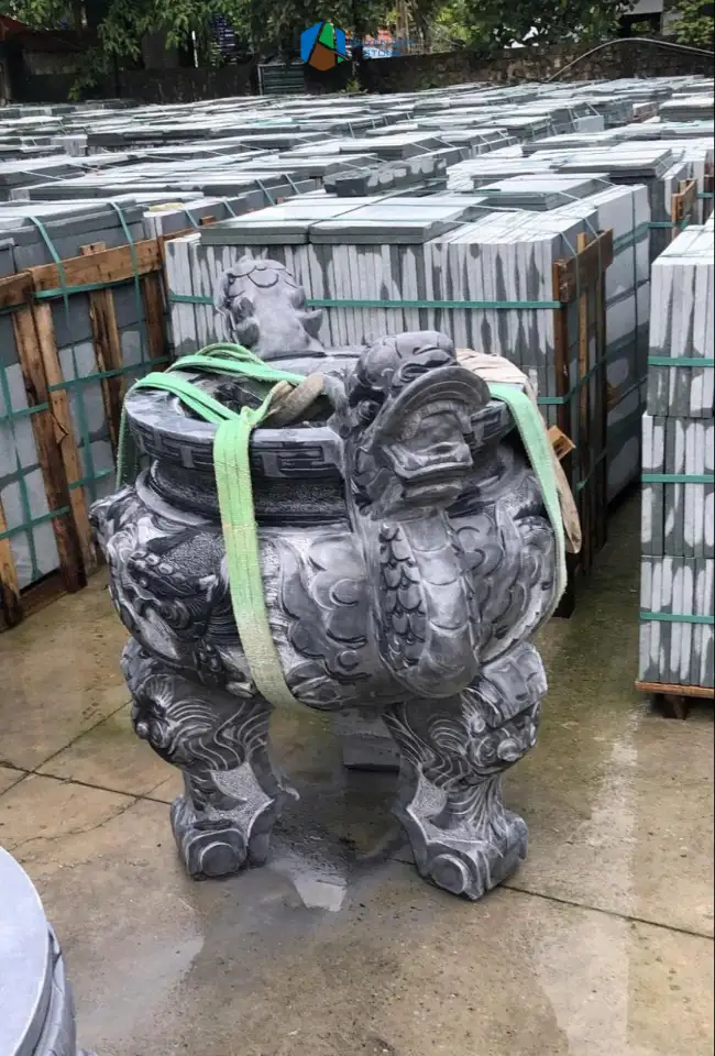 Lư hương đá khối xanh rêu Thanh Hóa