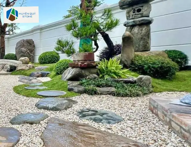 Đá cuội nhỏ lát sân cảnh quan