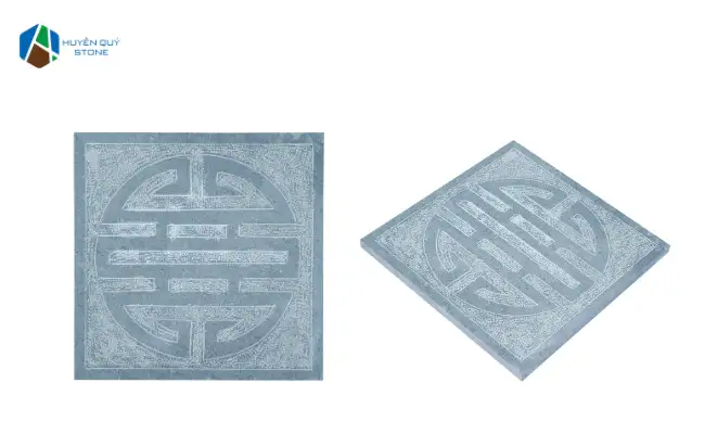Đá lát sân vườn 30x30 - đá xanh rêu băm chữ Thọ