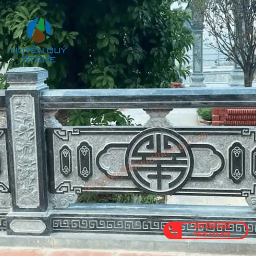 Lan can công trình tâm linh bằng đá xanh đen