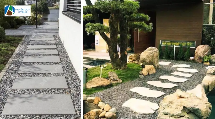 Đá sỏi xen kẽ đá bước dặm