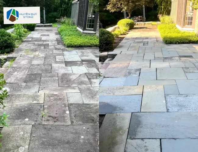 Xử lý phòng chống rêu mốc định kỳ cho đá tự nhiên lát sân
