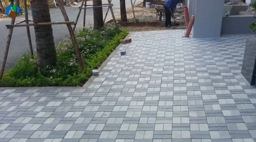 Gạch block tự chèn lát sân trước cửa